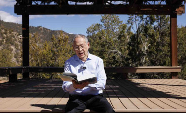 Poet Laureate Arthur Sze records a poetry reading at the Randall Davey Audubon Center and Sanctuary in Santa Fe, New Mexico